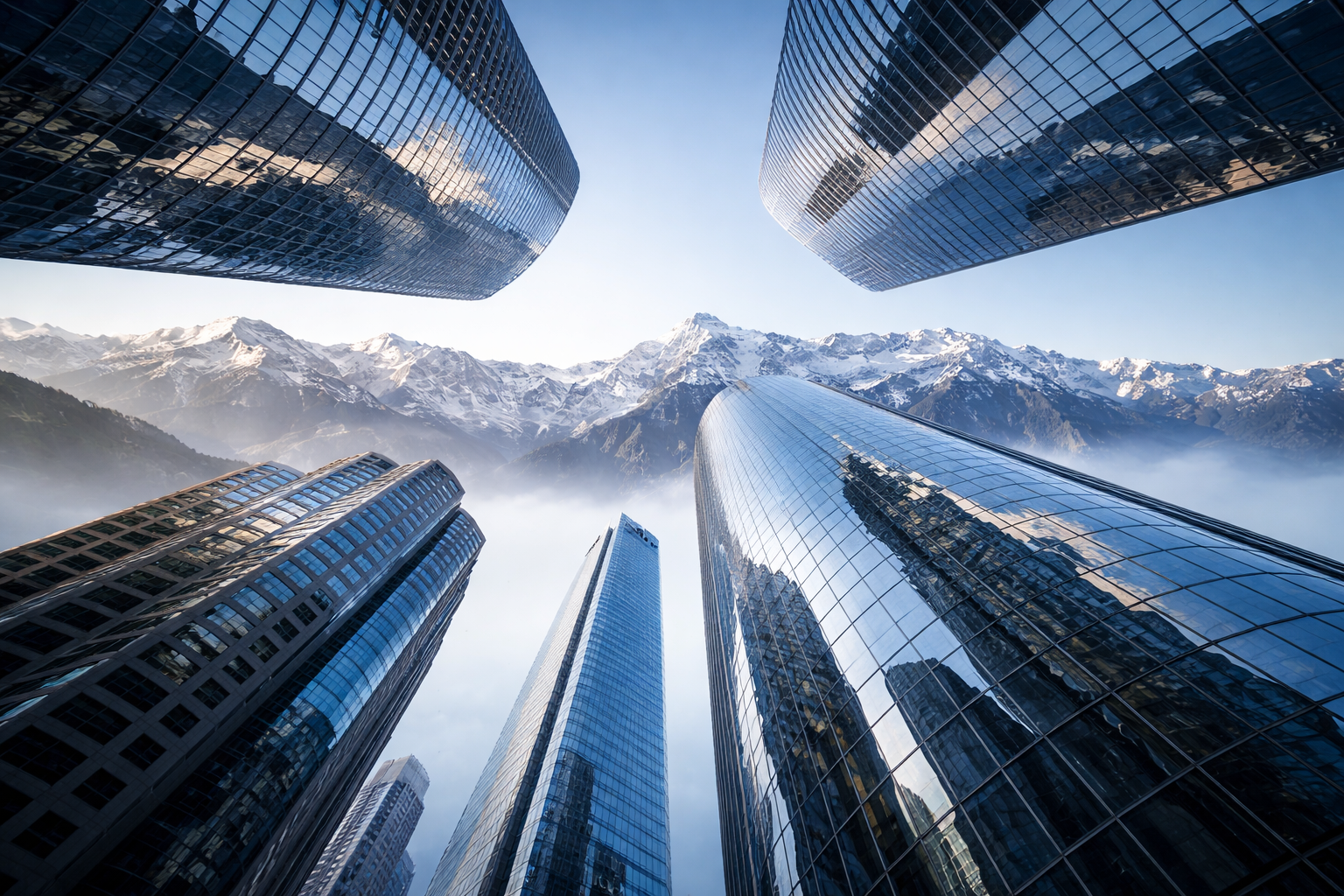 Rascacielos de Santiago con Cordillera de los Andes