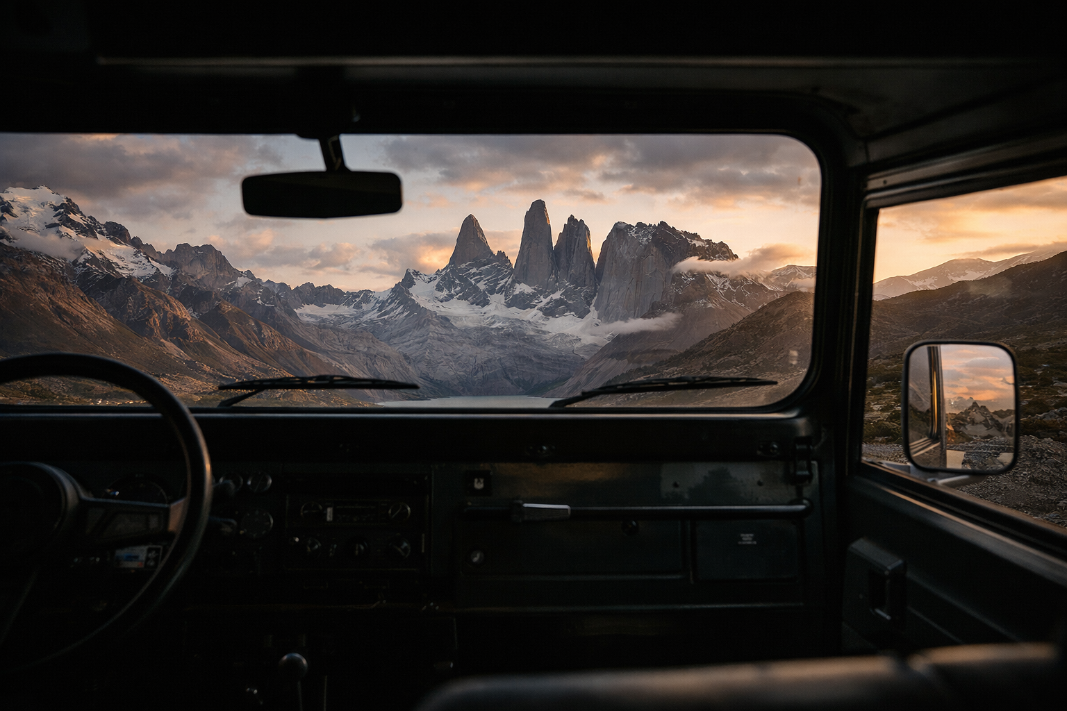 Torres del Paine vistas desde un jeep